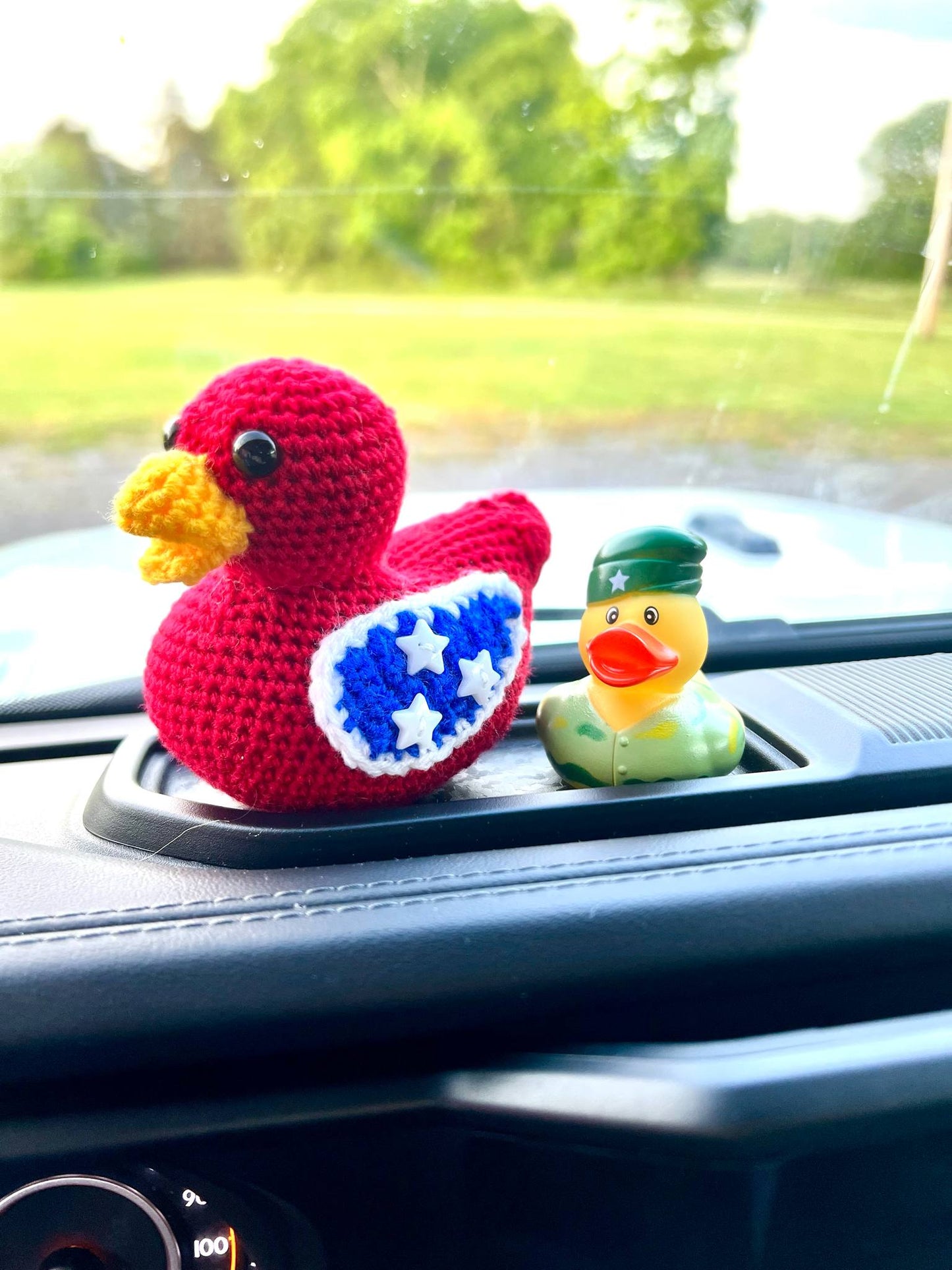 Handmade Red/White/Blue (Tennessee Flag option)  Crochet Rubber Duck - 4"