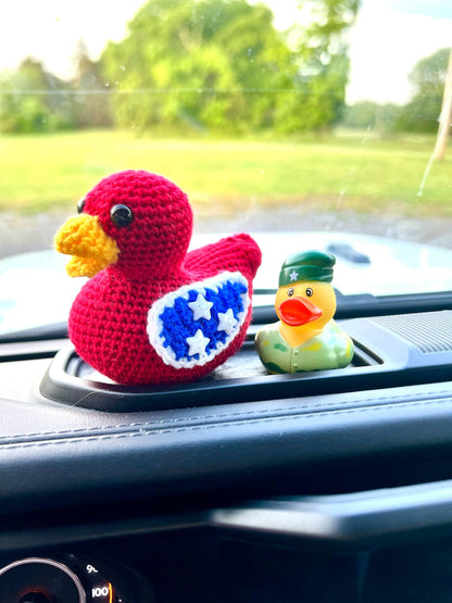 Handmade Red/White/Blue (Tennessee Flag option)  Crochet Rubber Duck - 4"