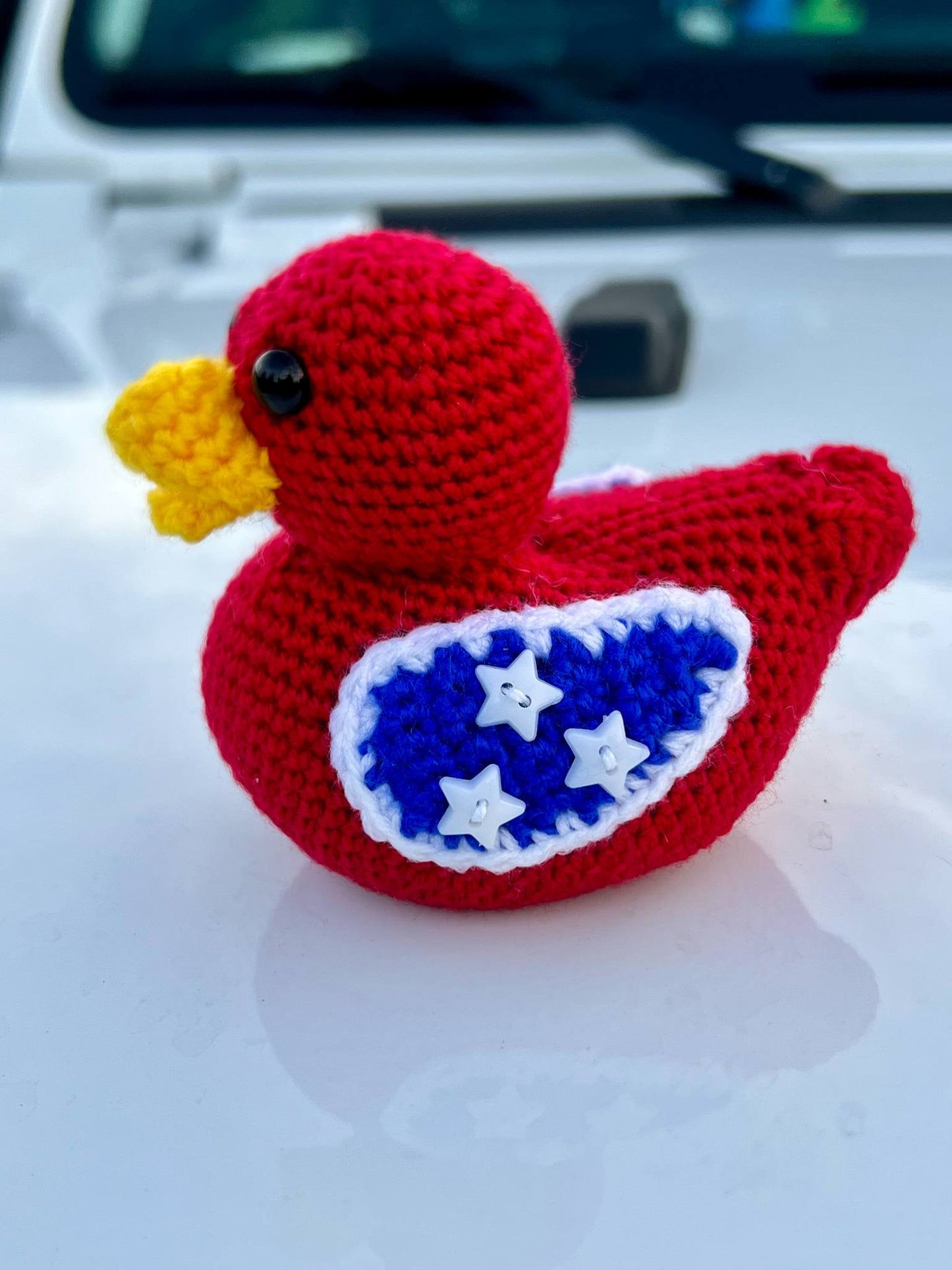 Handmade Red/White/Blue (Tennessee Flag option)  Crochet Rubber Duck - 4"
