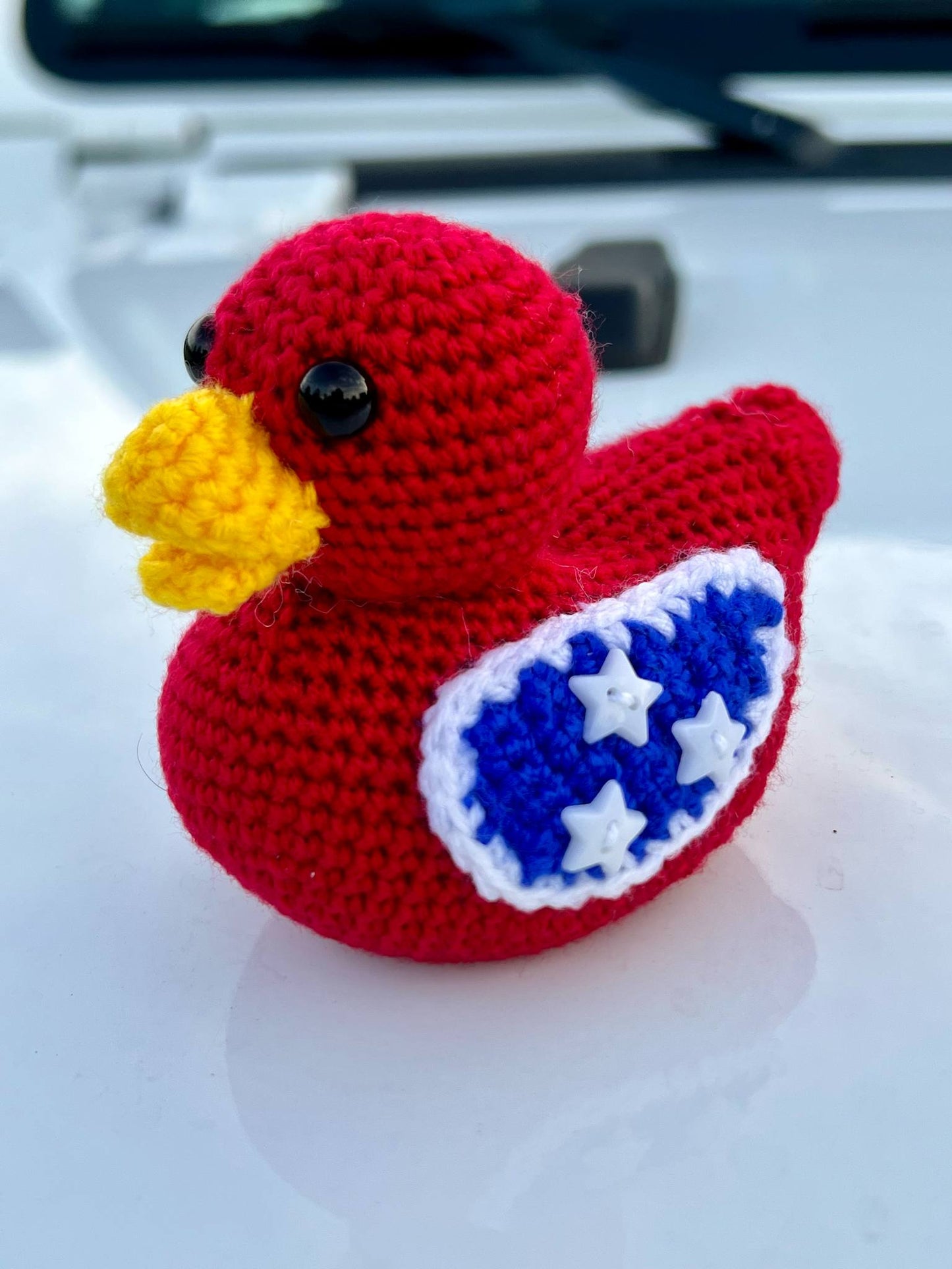 Handmade Red/White/Blue (Tennessee Flag option)  Crochet Rubber Duck - 4"