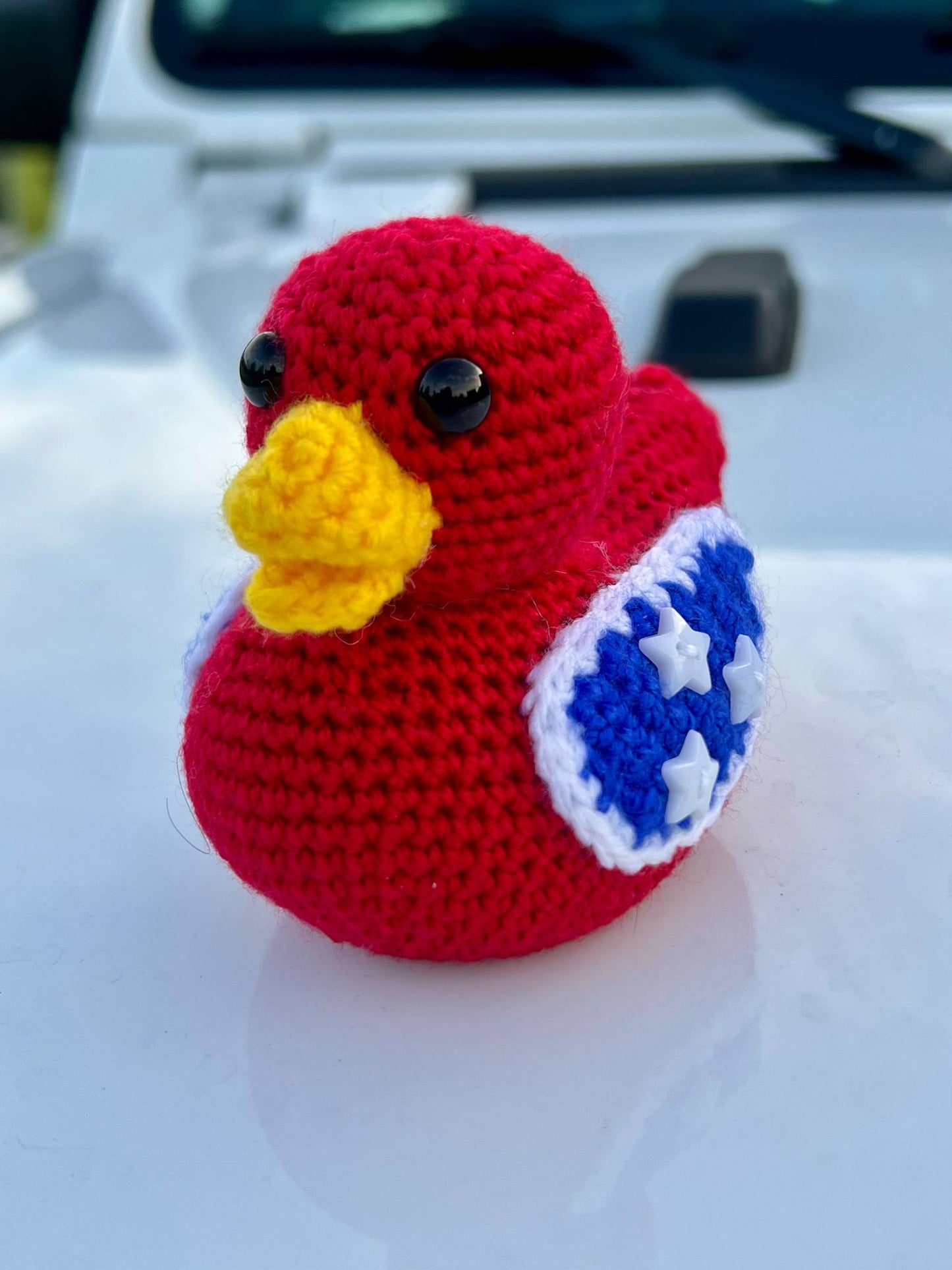 Handmade Red/White/Blue (Tennessee Flag option)  Crochet Rubber Duck - 4"