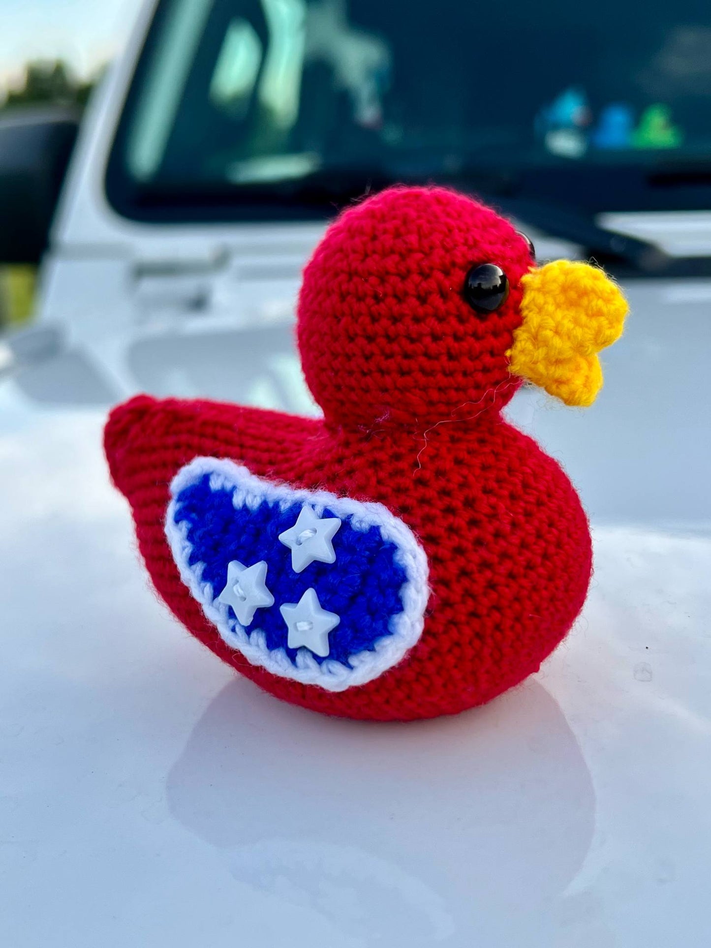 Handmade Red/White/Blue (Tennessee Flag option)  Crochet Rubber Duck - 4"