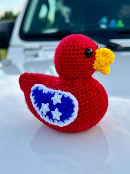 Handmade Red/White/Blue (Tennessee Flag option)  Crochet Rubber Duck - 4"