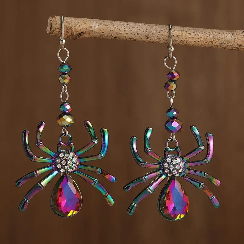 Purple Artificial Crystal Spider Earrings