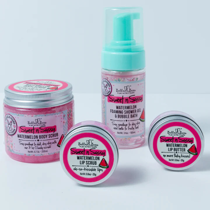 Bella & Bear - Sweet 'N' Sassy Watermelon 4 piece Shower Gel, Body Scrub & Lip Care Gift Set