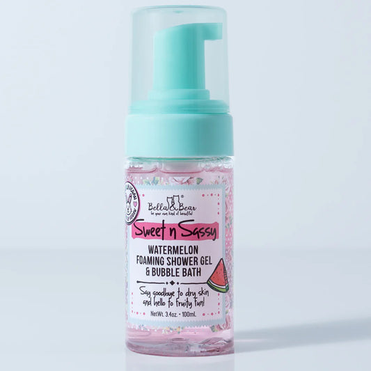 Bella & Bear - Sweet 'N' Sassy Watermelon Foaming Shower Gel & Bubble Bath Travel Size 3.4oz