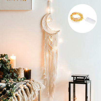 Moon and Stars LED Woven Hanging Décor - 1 piece or 2 Piece