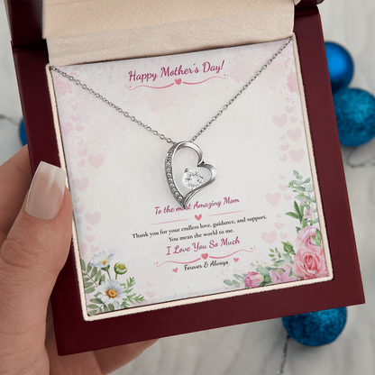 Mother's Day Heart Necklace - White or Yellow Gold