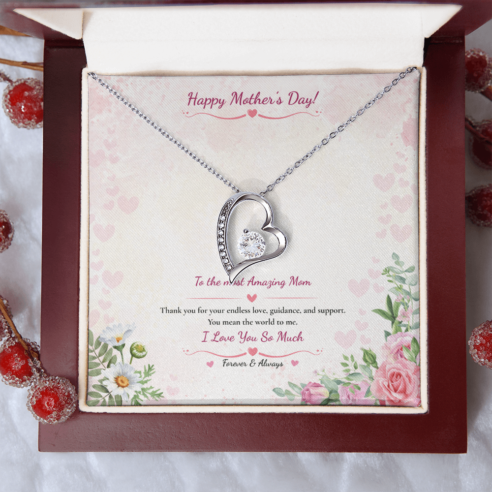 Mother's Day Heart Necklace - White or Yellow Gold