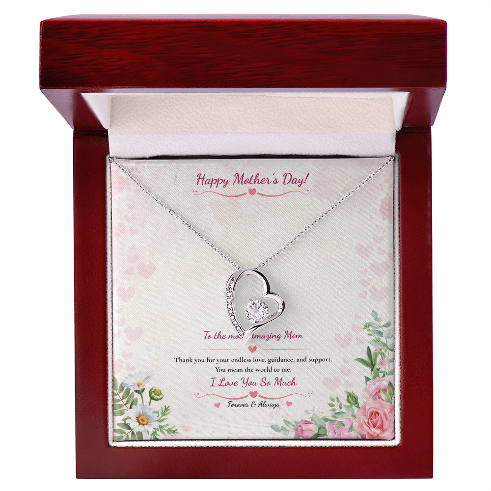 Mother's Day Heart Necklace - White or Yellow Gold