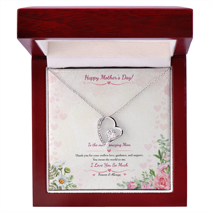 Mother's Day Heart Necklace - White or Yellow Gold