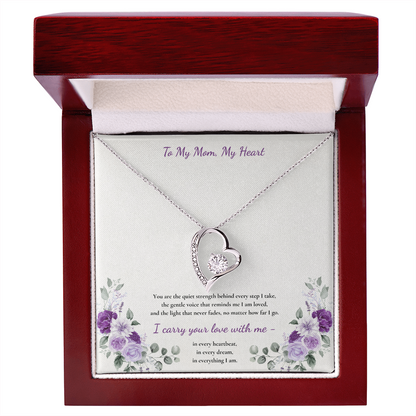 To My Mom, My Heart Necklace - White or Yellow Gold