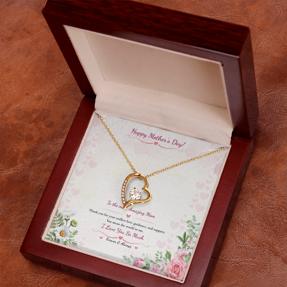 Mother's Day Heart Necklace - White or Yellow Gold