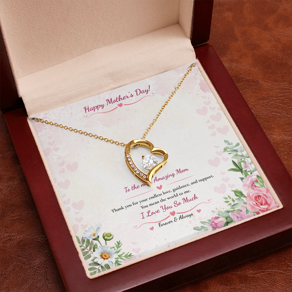 Mother's Day Heart Necklace - White or Yellow Gold