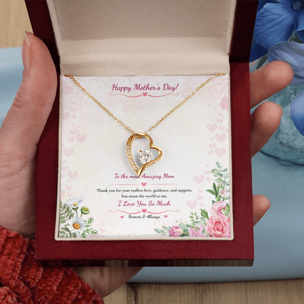 Mother's Day Heart Necklace - White or Yellow Gold