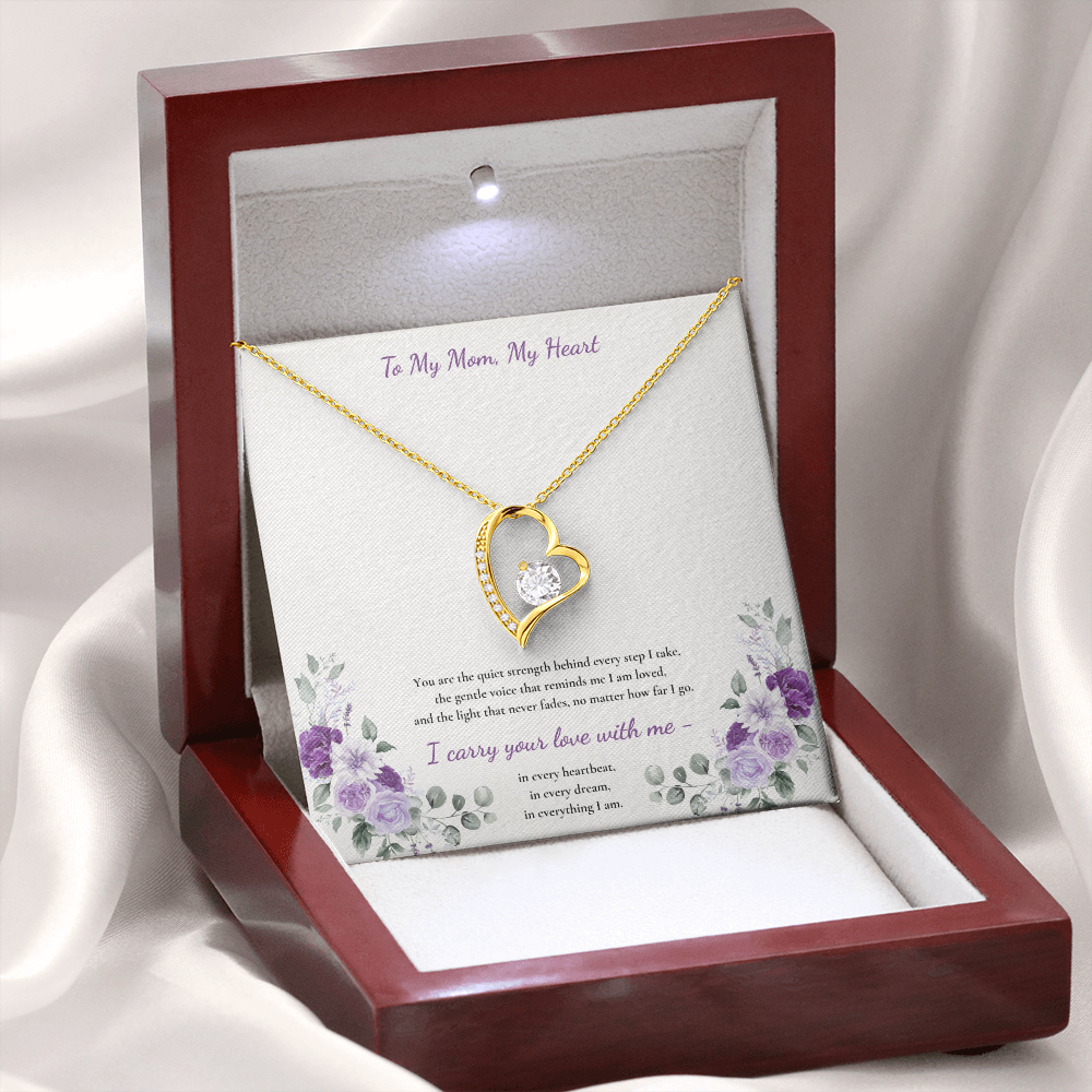 To My Mom, My Heart Necklace - White or Yellow Gold