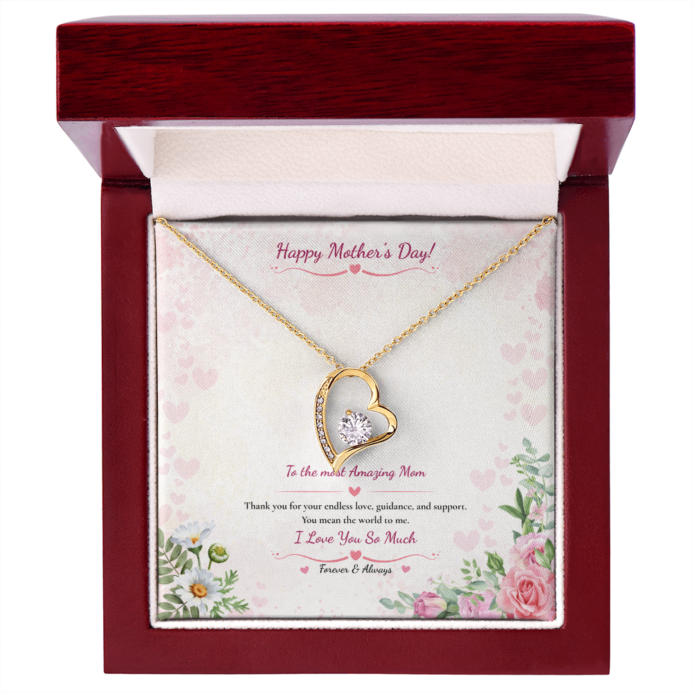 Mother's Day Heart Necklace - White or Yellow Gold