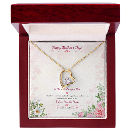 Mother's Day Heart Necklace - White or Yellow Gold