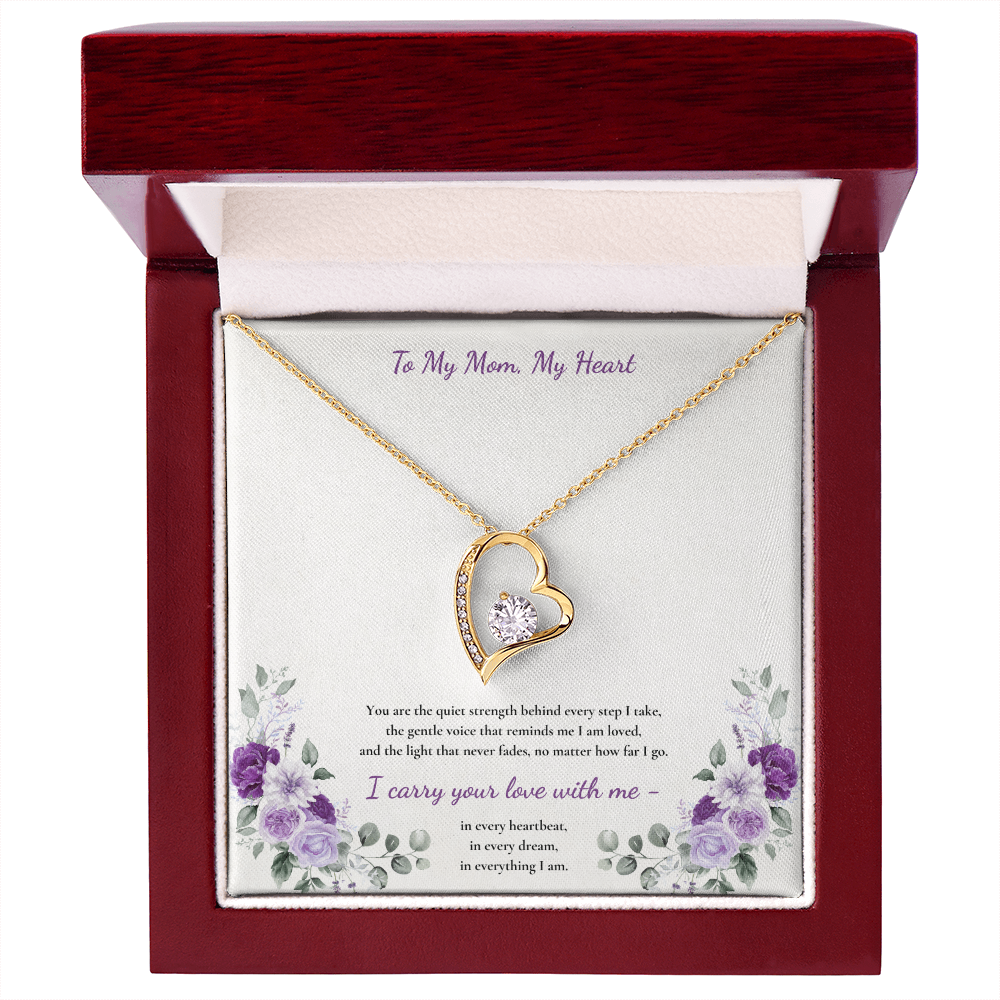 To My Mom, My Heart Necklace - White or Yellow Gold