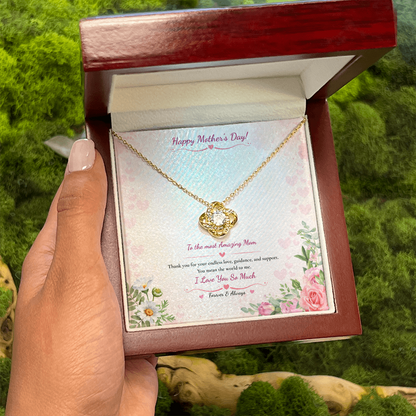 Happy Mother's Day Love Knot Necklace - White or Yellow Gold