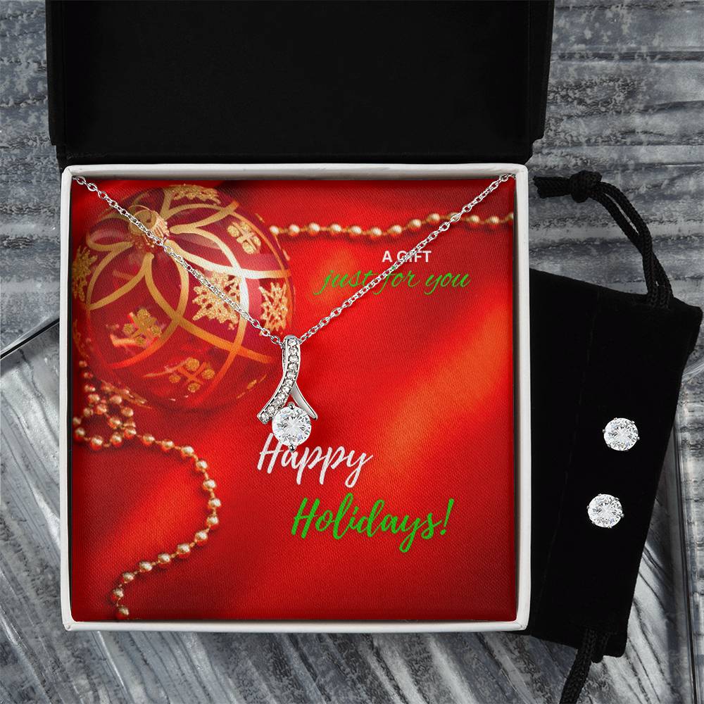 Alluring Beauty Happy Holidays Necklace & Earrings Set