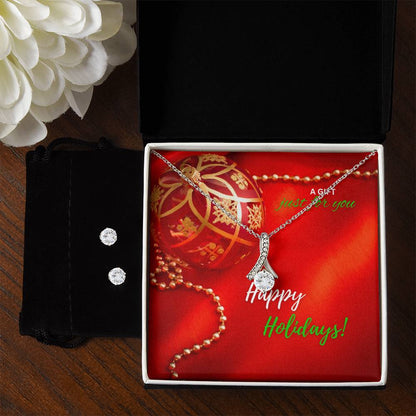 Alluring Beauty Happy Holidays Necklace & Earrings Set