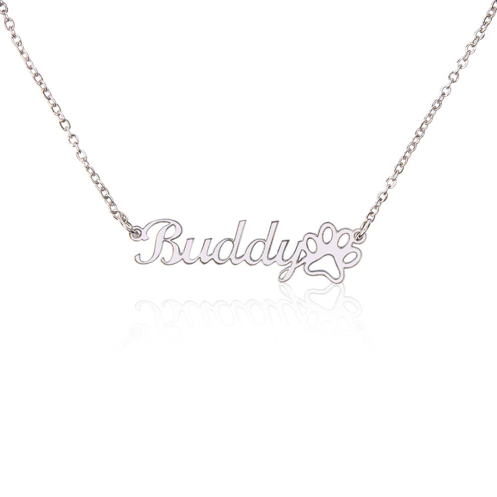 Paw Print Name Necklace - Rainbow Bridge V1