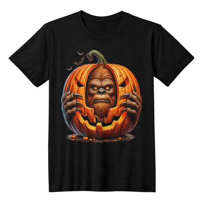 Bigfoot Peeking Through Pumpkin Halloween Unisex T-Shirt