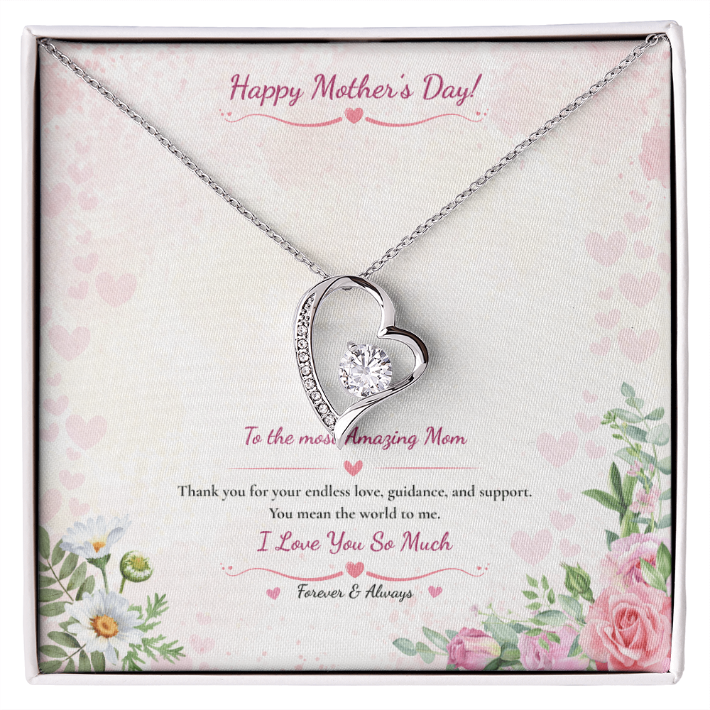 Mother's Day Heart Necklace - White or Yellow Gold