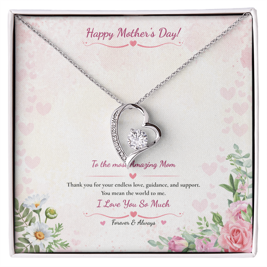 Mother's Day Heart Necklace - White or Yellow Gold