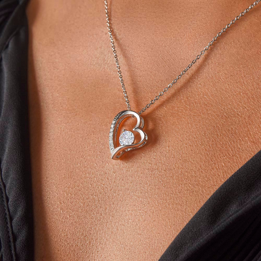 Mother's Day Heart Necklace - White or Yellow Gold