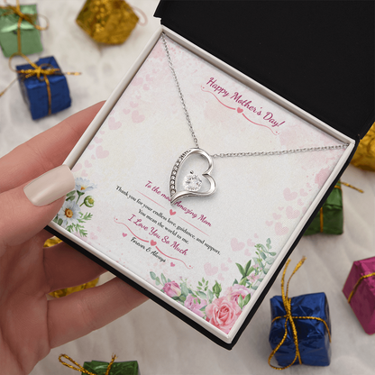 Mother's Day Heart Necklace - White or Yellow Gold
