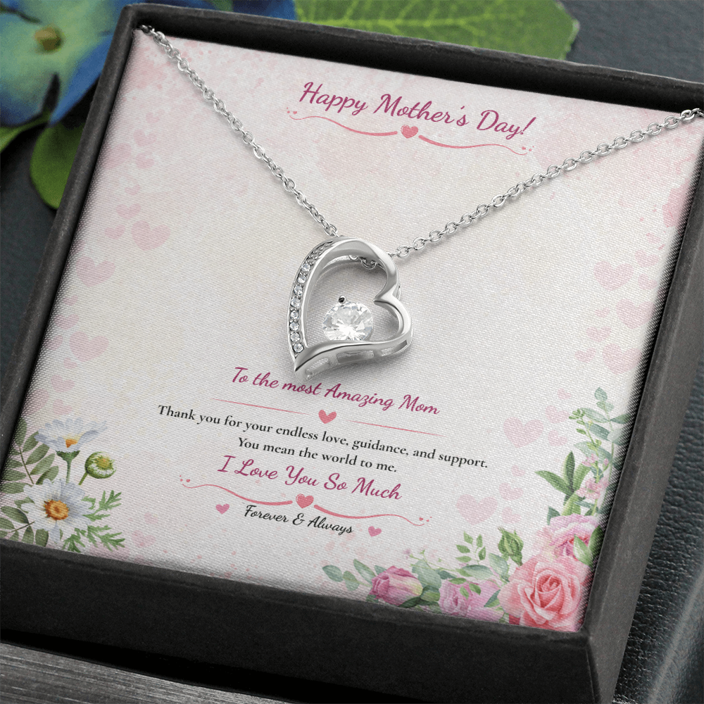 Mother's Day Heart Necklace - White or Yellow Gold