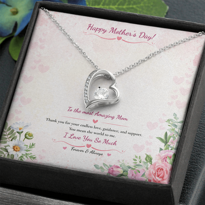 Mother's Day Heart Necklace - White or Yellow Gold