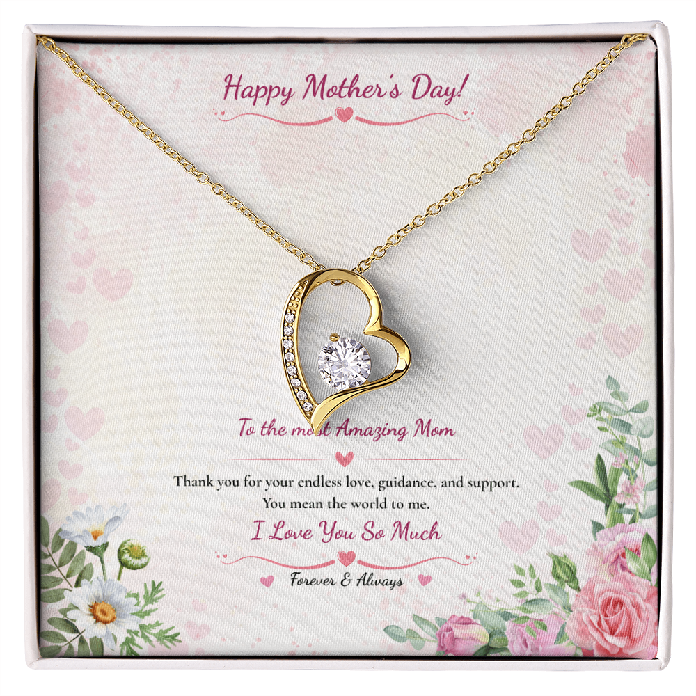 Mother's Day Heart Necklace - White or Yellow Gold
