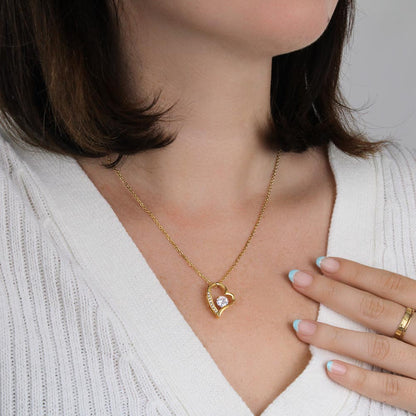 To My Mom, My Heart Necklace - White or Yellow Gold