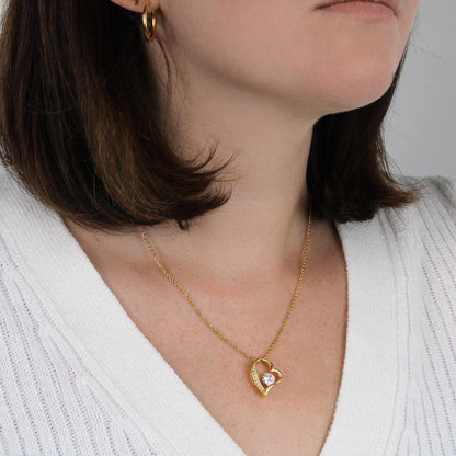 Mother's Day Heart Necklace - White or Yellow Gold