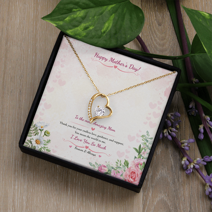 Mother's Day Heart Necklace - White or Yellow Gold