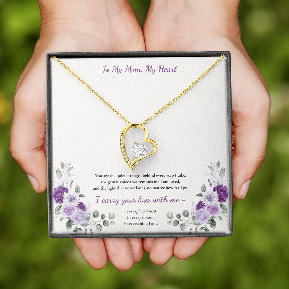 To My Mom, My Heart Necklace - White or Yellow Gold
