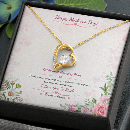 Mother's Day Heart Necklace - White or Yellow Gold