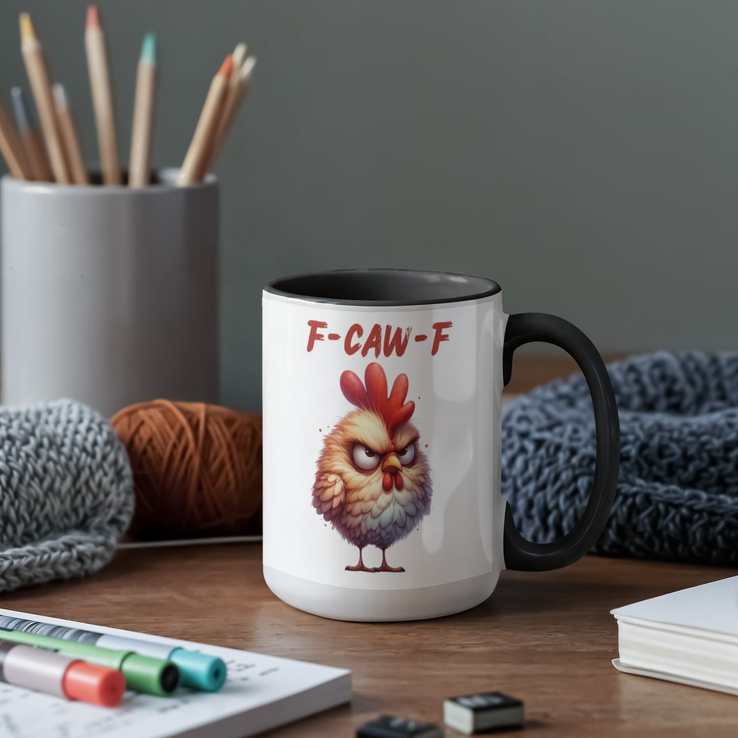 F-CAW-F Grumpy Rooster Accent Mug - 11oz, 15oz