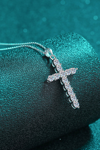 3.6 Carat Adored 925 Sterling Silver Cross Moissanite Necklace