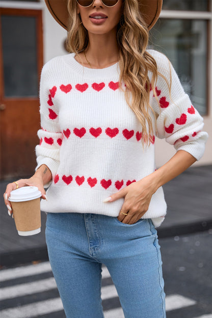 Angel Wings Heart Round Neck Long Sleeve Sweater