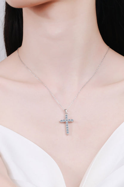 3.6 Carat Adored 925 Sterling Silver Cross Moissanite Necklace