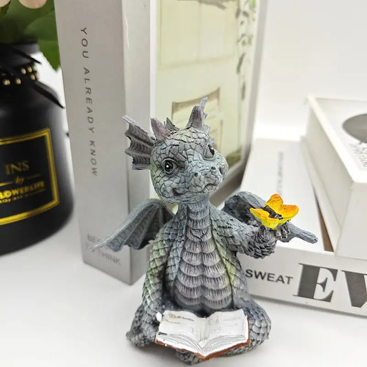 Dragon Reading a Book Mini Figurine