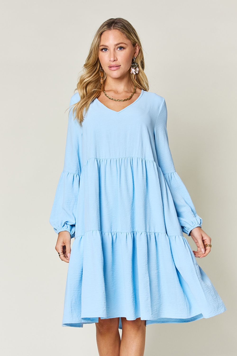 tashi duncan blue dress Dress with balloon sleeves