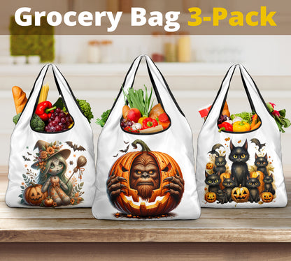 Halloween Reusable Grocery Trick or Treat Bags - Set of 3