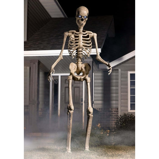 8-Foot Towering Animatronic Halloween Skeleton with LED Eyes and Motion Sensor