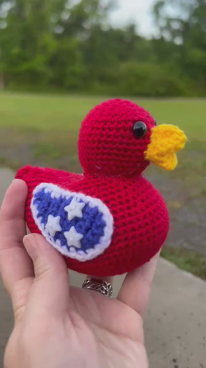 Handmade Red/White/Blue (Tennessee Flag option)  Crochet Rubber Duck - 4"
