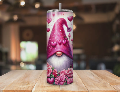 Valentine's Day Pink Gnomes Skinny Tumbler - 20oz or 30oz